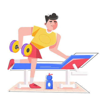 Man doing Workout on Bench  Illustration