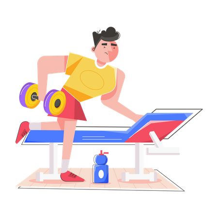 Man doing Workout on Bench  Illustration