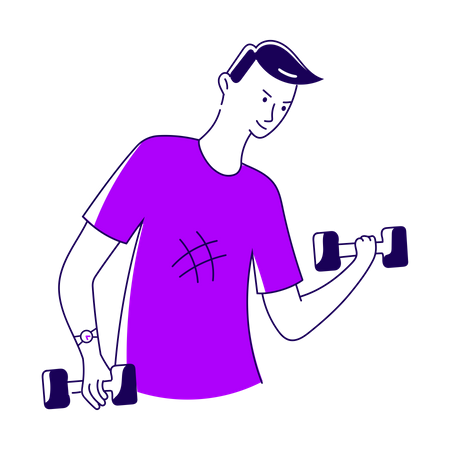 Man doing workout using dumbbells Illustration