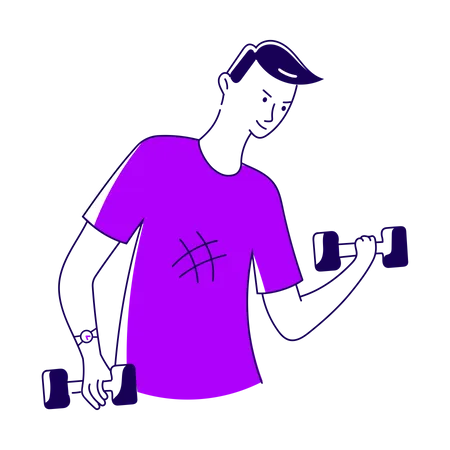 Man doing workout using dumbbells  Illustration