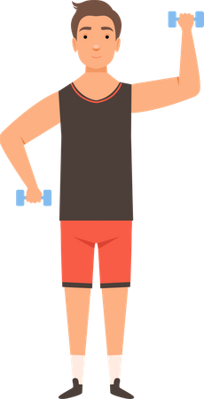 Man doing workout using dumbells Illustration