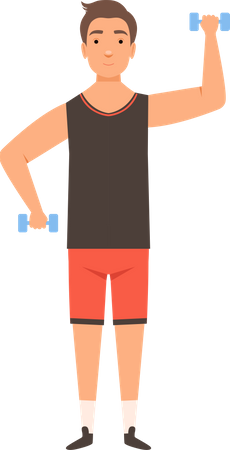 Man doing workout using dumbells  Illustration