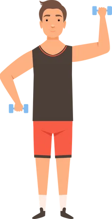 Man doing workout using dumbells  Illustration