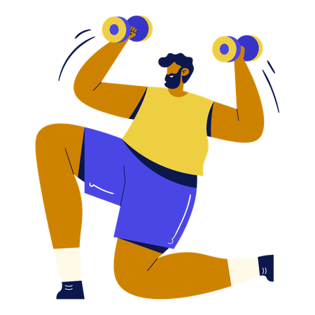 Man doing Workout with Dumbbells  Illustration