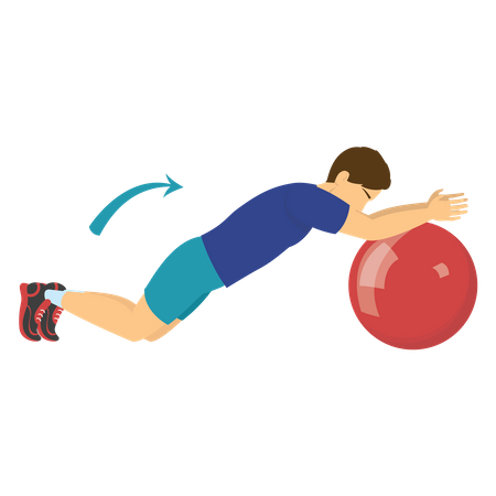 Man doing workout with gym ball Illustration