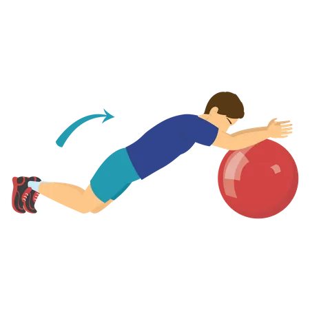 Man doing workout with gym ball Illustration