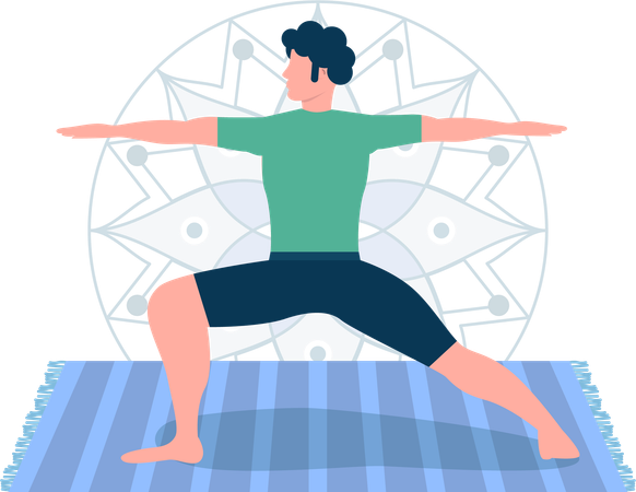 Man doing Worrier pose  Illustration