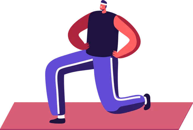 Man Doing Yoga Asana or Aerobics Exercise  Illustration