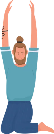 Man doing yoga exercise  Illustration