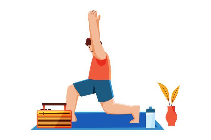 Man doing yoga exercise  イラスト