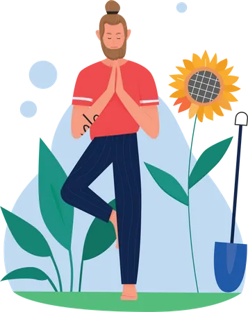 Man doing yoga  Illustration