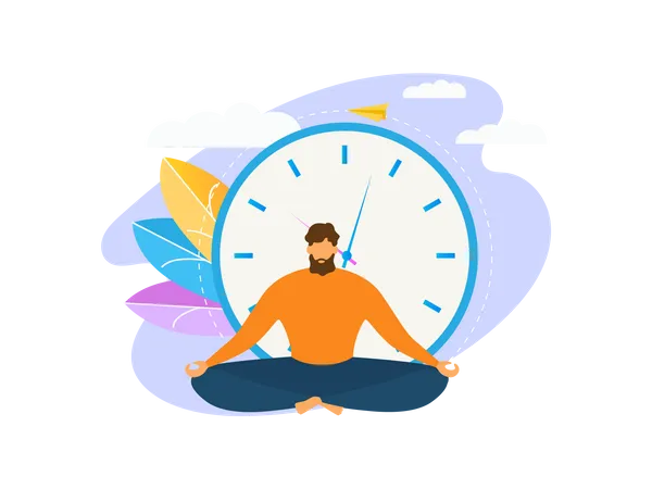 Man doing yoga in the office  Illustration