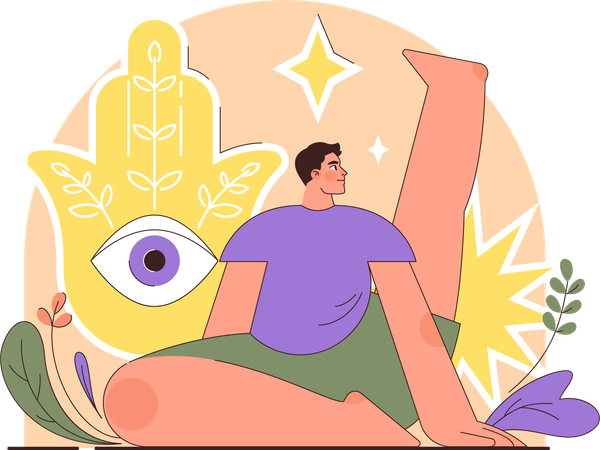 Man doing yoga  on yoga day  Illustration