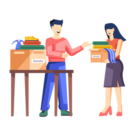 Man Donate Goods to poor woman  Illustration