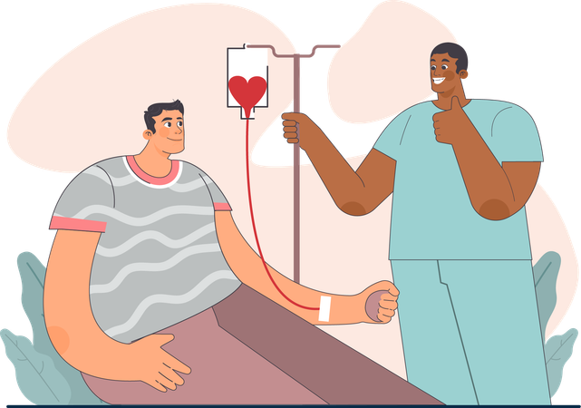 Man donates blood in hospital  Illustration