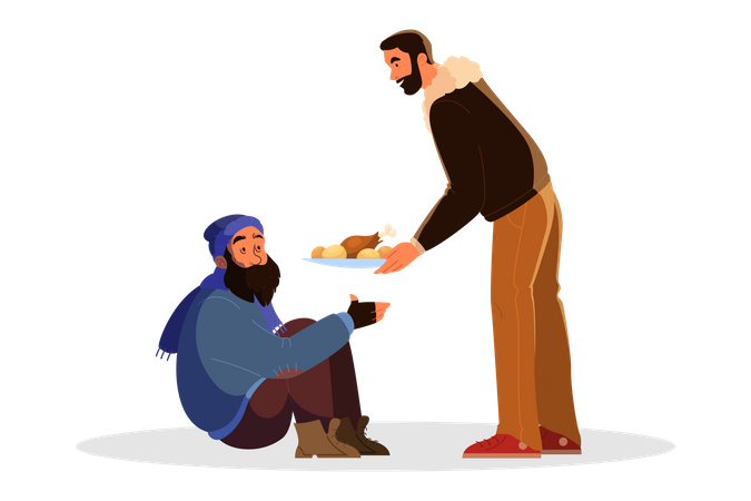 Man donating food  Illustration