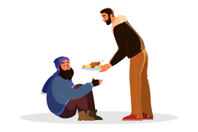 Man donating food  Illustration