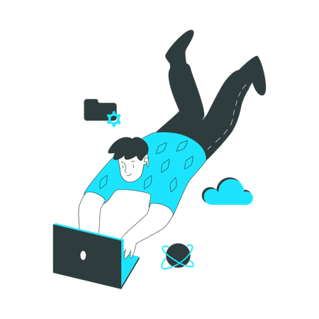 Man downloading data from the cloud  Illustration
