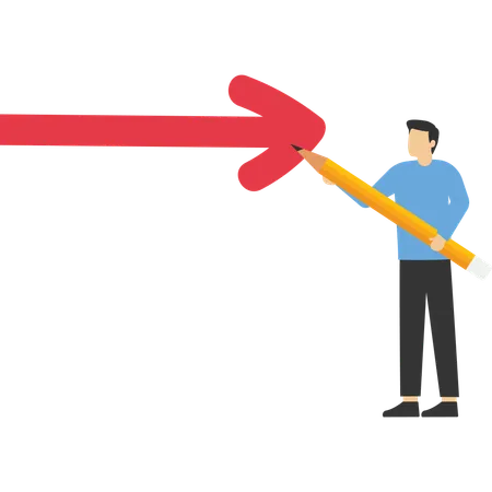 Man draw forward arrow  Illustration