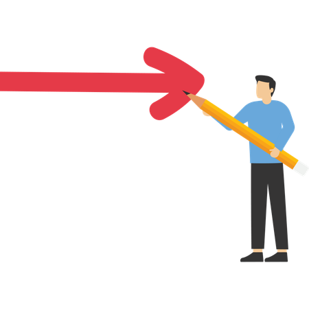 Man draw forward arrow  Illustration