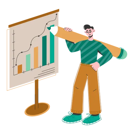 Man Draw Graph  Illustration