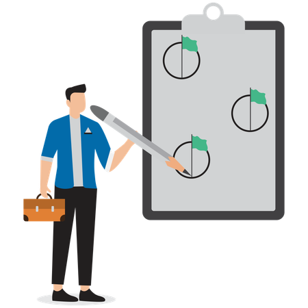 Man Drawing Empty Circle with Flag Inside Using Large Pencil  Illustration