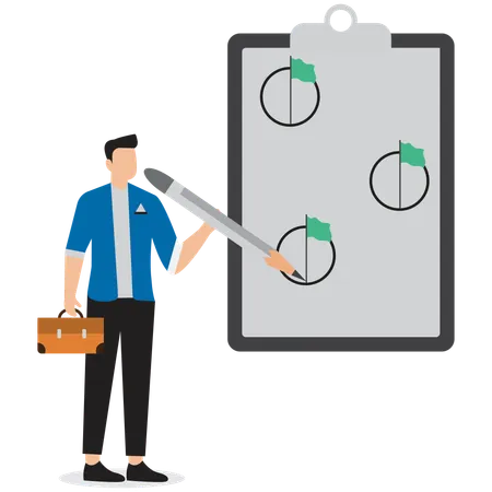 Man Drawing Empty Circle with Flag Inside Using Large Pencil  Illustration