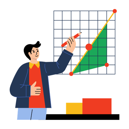 Man drawing math diagram in math  Illustration