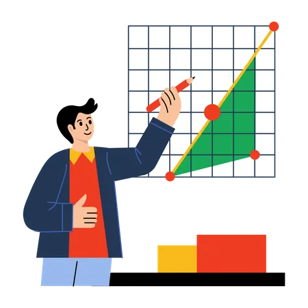 Man drawing math diagram in math  Illustration