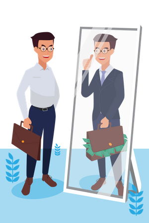 Man Dream to Become Wealthy Businessman Illustration