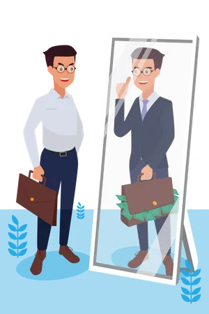 Man Dream to Become Wealthy Businessman  Illustration
