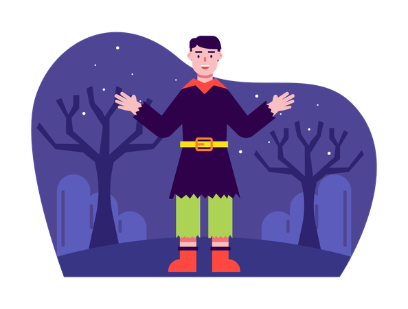 Man dressed for Halloween costume party  Illustration