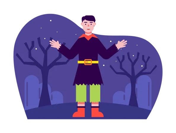 Man dressed for Halloween costume party  Illustration