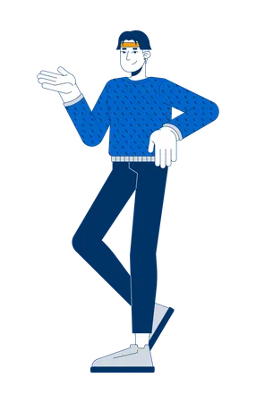 Man dressed in sweater standing in pose  Illustration