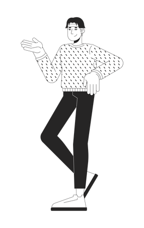 Man dressed in sweater standing in pose  Illustration