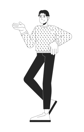 Man dressed in sweater standing in pose  Illustration