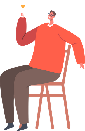 Man Drink Alcohol at Home Illustration