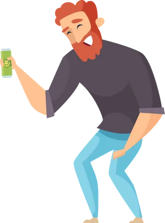Man drinking alcohol Illustration