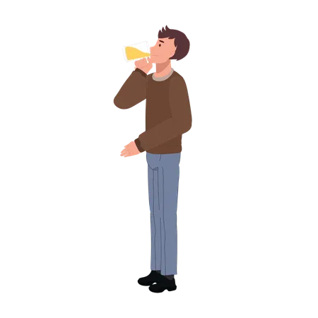Cheerful Bar Pub Lifestyle Concept Man Drinking Beer Full Length Male Holding Beer Mug Illustration