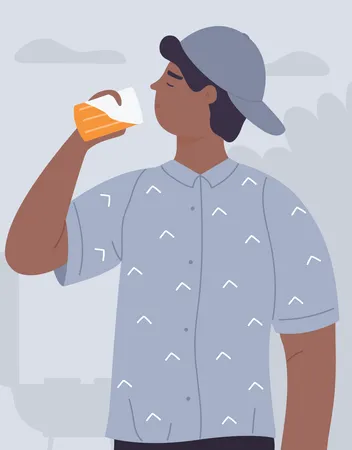 Man Drinking Beer  Illustration