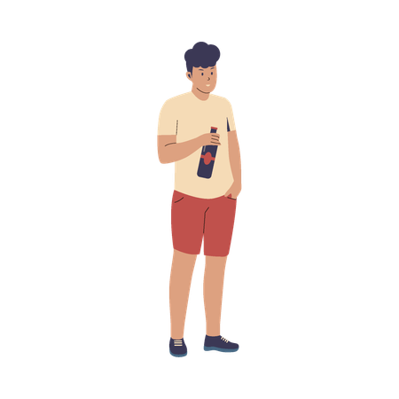 Man drinking beer Illustration