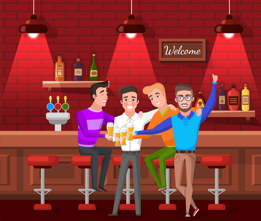 Man drinking beer in Club Party Illustration