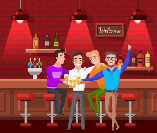 Man drinking beer in Club Party  Illustration