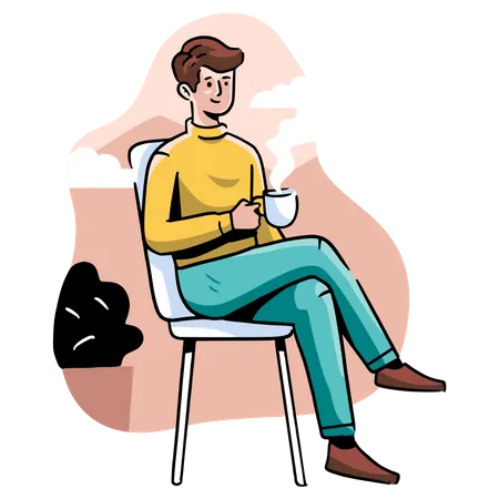 Man drinking coffee Illustration