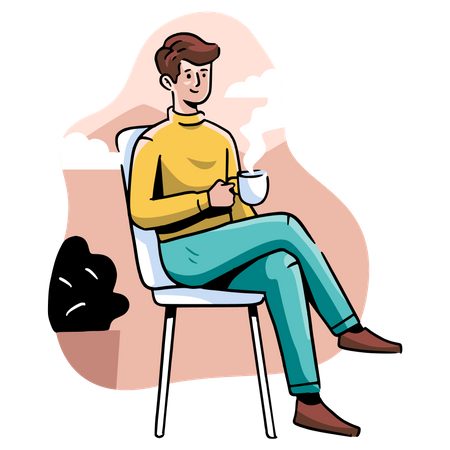 Man drinking coffee  Illustration