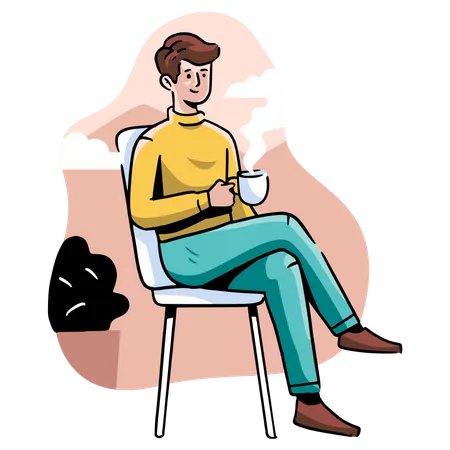 Man drinking coffee  Illustration