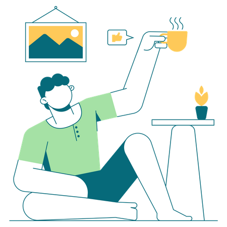 Man drinking coffee  Illustration