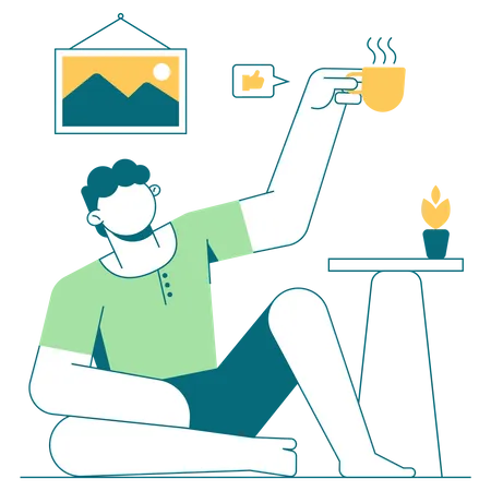 Man drinking coffee  Illustration