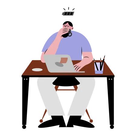 Man drinking coffee  Illustration