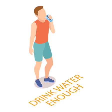 十分な水を飲む男性  イラスト